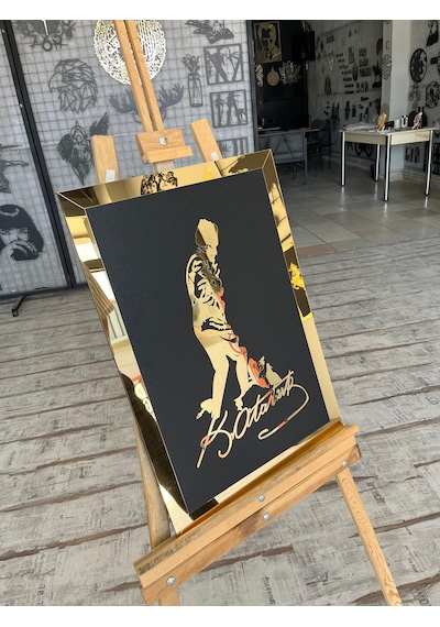 Atatürk Imzalı Gold Pleksi Mdf Tablo