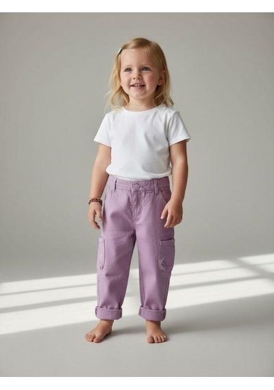 Zekids Kız Bebek Beli Lastikli Yumuşak Dokulu Pantolon-16727 Lila