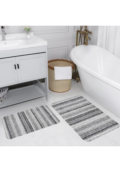 Rovigo Home Baskılı Kaymaz Taban 2 Li Banyo Paspas Takım Rvg5159-100X60-60X50 Çok Renkli