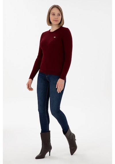 U.S. Polo Assn. Kadın Bordo Bisiklet Yaka Basic Kazak 50312922-VR014