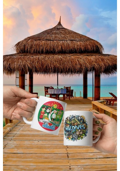 Maldivler Kupa Bardak 2 Adet Seyahat Hatıra Maldives Mug