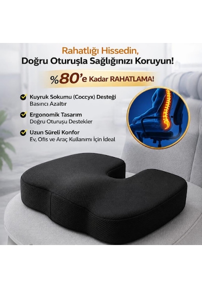 Medcat Basurr- Hemoroidd Kuyruk Sokumu Oturma Simidi Minderi Yastığı Visco Ortopedik Yastık