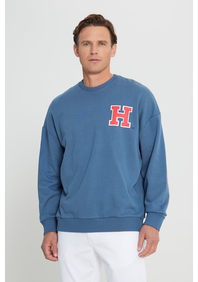 AC&Co / Altınyıldız Classics Erkek İndigo Oversize Fit Bol Kesim Harvard Lisanslı Pamuklu Bisiklet Yaka Sweatshirt İndigo AC&Co / Altınyıldız Classics Erkek İndigo Oversize Fit Bol Kesim Harvard Lisanslı Pamuklu Bisiklet Yaka Sweatshirt İndigo