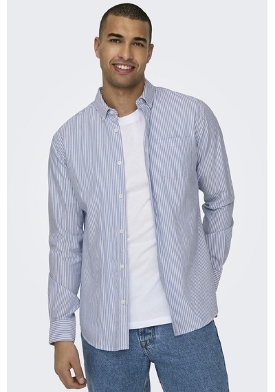 Only & Sons Only&sons Erkek Çizgili Gömlek 22027766 Açık Mavi