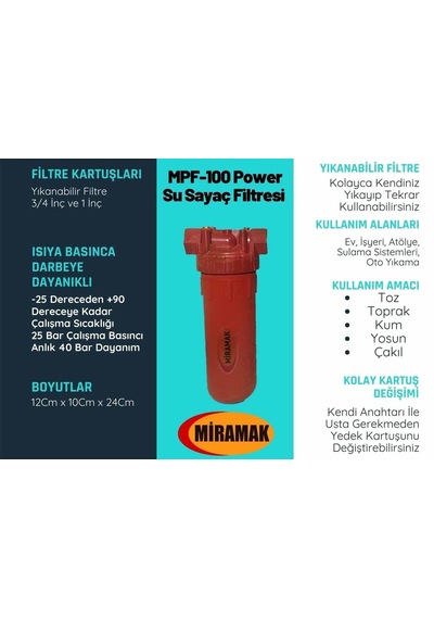 Mpf-100 Power Su Filtresi 1''inç