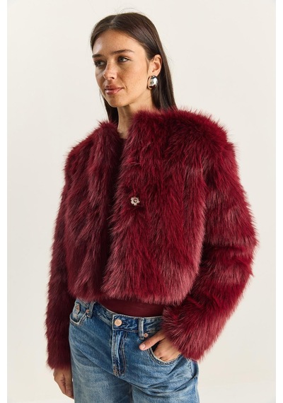 Shade Kadın Suni Kürkllü Astarlı Mont 38119 60251968 - Bordo