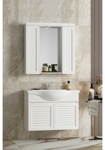 Lilyum 80 Cm Beyaz Mdf Panjurlu Asma Banyo Dolabı Takımı Beyaz Lilyum 80 Cm Beyaz Mdf Panjurlu Asma Banyo Dolabı Takımı Beyaz