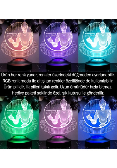 Web Tasarımcı Hediyesi, Grafiker Hediyesi, Developer Hediyesi, Yazılımcılar İçin Hediye, Matrix Temalı 3d Led Lamba