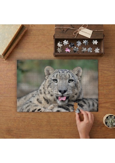 Kar Leoparı Tasarımı 240 Parça Ahşap Puzzle Ahşap Kutuda Mpy60211