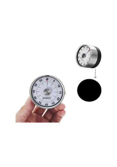 Paslanmaz Çelik Mekanik Zamanlayıcı Timer – Mıknatıslı Yuvarlak Mutfak Zamanlayıcısı