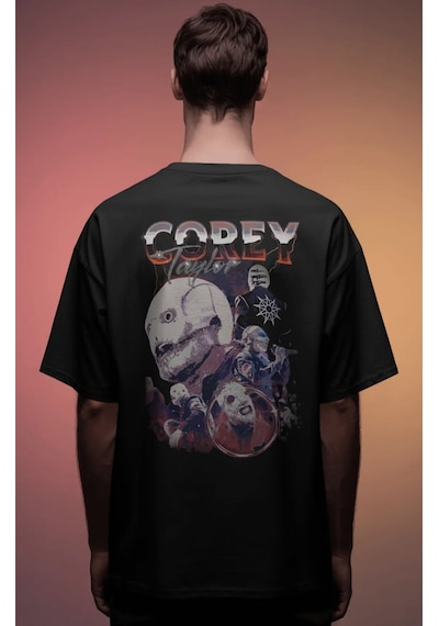 Corey Taylor Slipknot Rock Metal Müzik Grubu Baskılı Unisex Overs Siyah