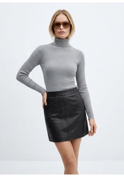 Onno Style Women Fitilli Balıkcı Yaka Basic Kazak Gri