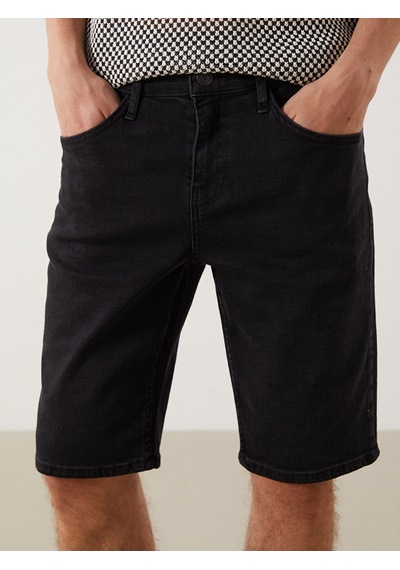 Lcw Jeans Siyah Slim Fit Erkek Jean Şort