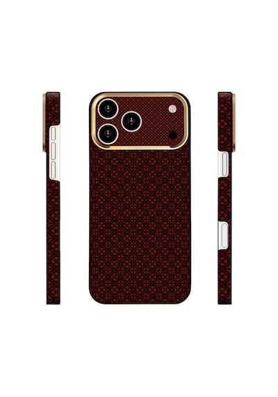 Apple iPhone Uyumlu 17 Pro Max Kılıf Magsafe Şarj Özellikli Premium Retro Çiçek Desenli Kamera Ve Lens Korumali Velix Sert Pc Kapak Bordo