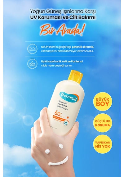 Yüz&vücut İçin, Hızlı Emilen, Cildi Nemle Rahatlatan Güneş Kremi Derma:b Everyday Sun Block Spf50+