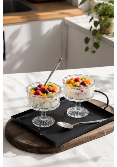 Porsima Rygx080 Reflela 6lı Ayaklı Cam Kase Puding Tatlı Ve Dondurma Kasesi Lokumluk Şekerlik Kase Seti Çerez Kasesi 250ml