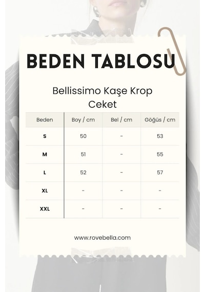 Rovebella Bellissimo Çizgili Gri Kaşe Crop Ceket