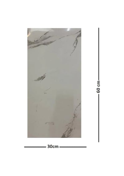 30x60cm Beyaz Mermer Desenli Yapışkanlı Banyo Wc Mutfak Paneli