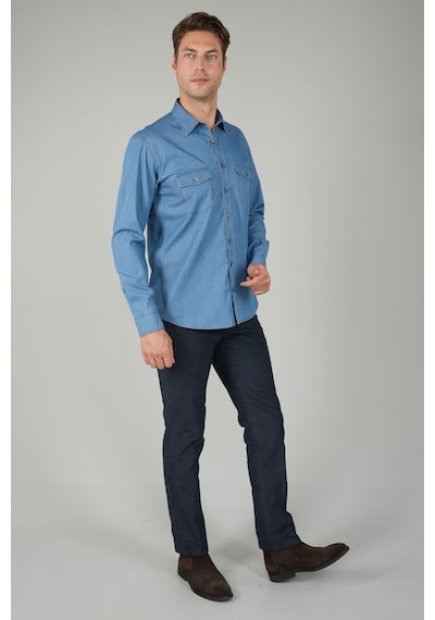 Bisse Erkek Uzun Kollu Spor Açık Renk Denim Gömlek Gmjean252171 D39 Lacivert