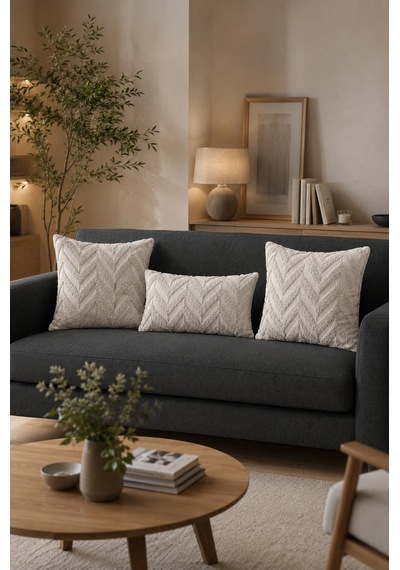 Wellsoft Dekoratif Kırlent Kılıfı 45x45 Ve 30x50 Peluş Koltuk Kanepe Yastık Kılıfı Açık Gri 45 x 45