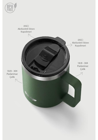 Stevig 1 Cap Daily Mug Kupa Çelik Termos 350 Ml Green St-264 Yeşil