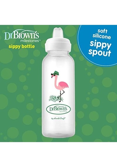 8 Oz/250 Ml Pp Dar Ağız + Sippy Biberon Bardak, Flamingo, Tekli Paket Açık Kahverengi