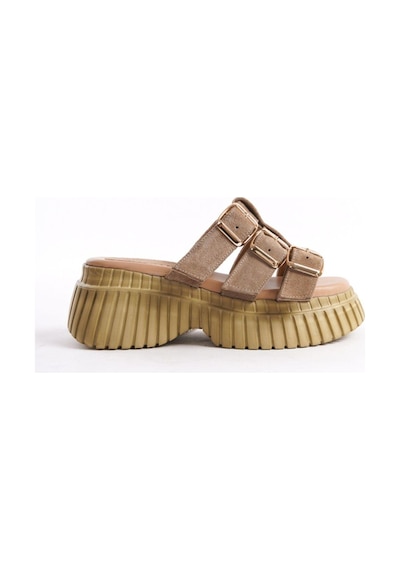 Mubiano Hakiki Deri Collection Kadın Süet Platform Terlik Taba -mcrgn6151-tb Taba