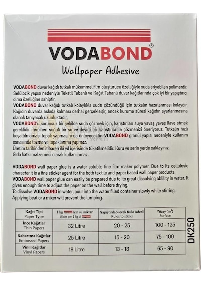 Vodabond Universal Tekstil-vinil Duvar Kağıdı Tutkalı Şeffaf Toz - 250 Gr.