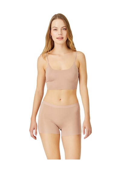 Cottonhill Kahverengi Basic Lazer Kesim Dikişsiz Kadın Boxer Kahverengi