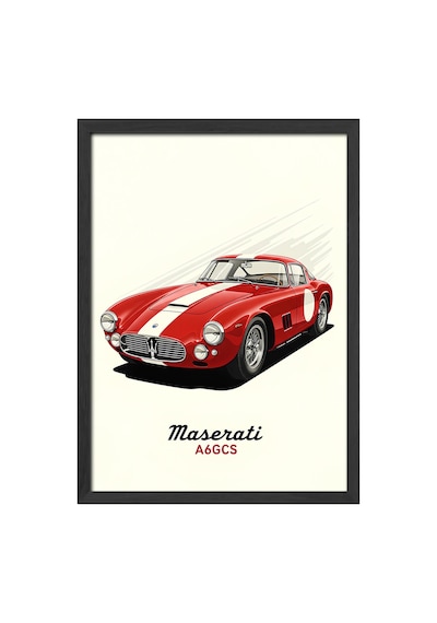 Maserati A6gcs Siyah Ahşap Çerçeveli Poster, Dekoratif Araba Duvar Tablosu