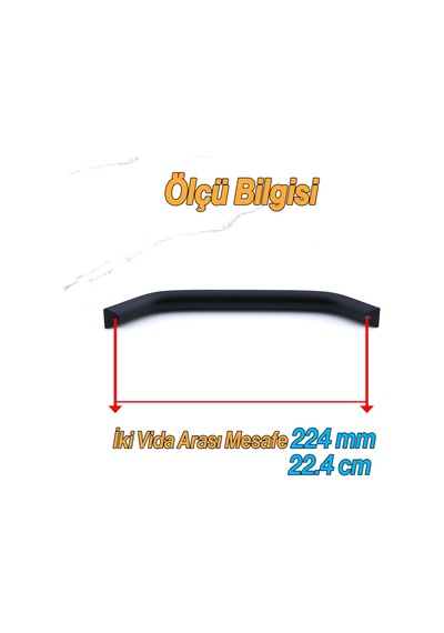 Şahin Siyah Metal Kulp 224 Mm - 22.4 Cm Mobilya Çekmece Mutfak Dolabı Dolap Kulpları Kulbu Kulpu Siyah