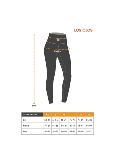 Los Ojos Lacivert Yüksek Bel Dikiş Detaylı Toparlayıcı Spor Tayt High Rise Lacivert