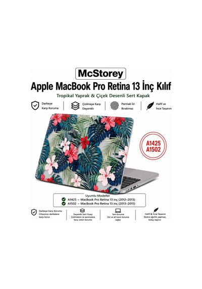 Macbook Pro Retina 13 İnç Kılıf A1425 A1502 Uyumlu Tropikal Yaprak Ve Çiçek Desenli Sert Kapak Hard Case İnce Hafif Laptop Koruyucu R-620 Belirtilmemiş Macbook Pro Retina 13 İnç Kılıf A1425 A1502 Uyumlu Tropikal Yaprak Ve Çiçek Desenli Sert Kapak Hard Case İnce Hafif Laptop Koruyucu R-620 Belirtilmemiş