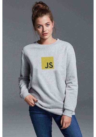 Js Baskılı Gri Kadın Sweatshirt