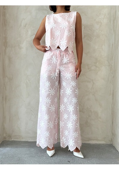 Verymoda D 2913 Nakışlı Pantolon D2913 Pembe