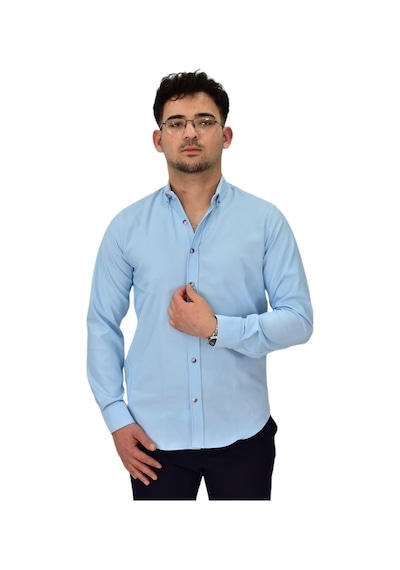 Erkek Likralı Spor Silim Fit Gömlek Bgl-st04326 Mavi