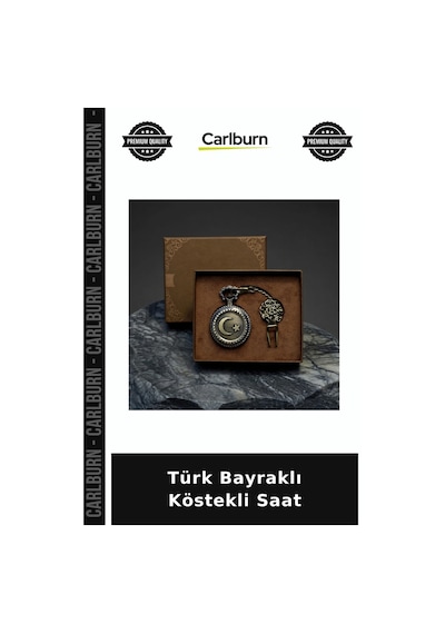 Türk Bayraklı Köstekli Saat Tarihi Model Klasik Tarz Özel Hatıra Çok Renkli