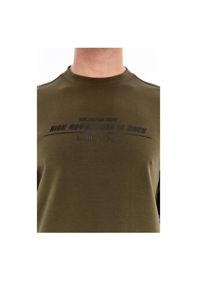 AR-MA Arma Erkek Slim Fit Sweatshirt Yazı Baskılı, Scuba Interlok, Bisiklet Yaka, Basic K30124685502 Haki