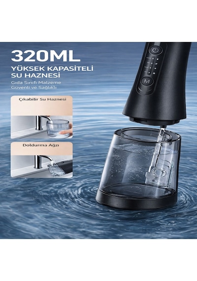 Şarjlı Ağız Duşu 320 Ml Su Hazneli 4 Modlu Ipx7 Su Geçirmez Taşınabilir Oral Irrigator 5 Başlıklı Type-c