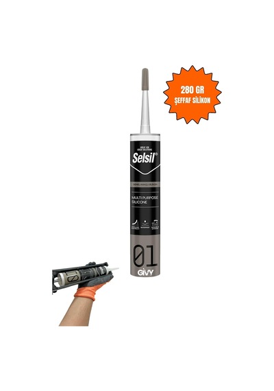 Amaçlı Şeffaf Silikon 280gr, Suya Dayanıklı