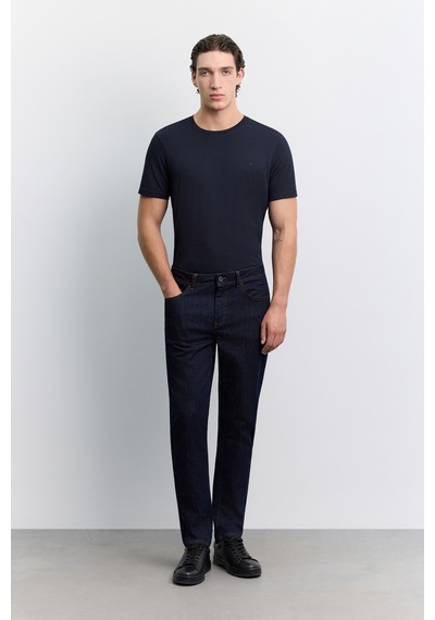 Avva Erkek Lacivert Eskitme Yıkamalı Pamuklu Elastan Madrid Comfort Slim Fit Jean Pantolon A62y3531
