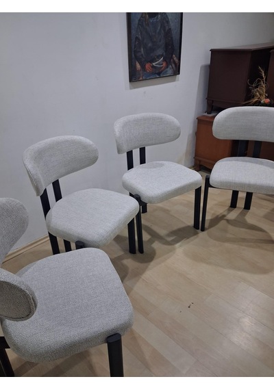 Sandalye 90604 Eliza Model Metal Siyah Ayak 4ad Keten Kumaş Ortopedik Oturum Siyah