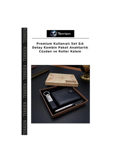 Terrien Premium Kullanışlı Set Şık Detay Kombin Paket Anahtarlık Cüzdan Ve Roller Kalem Çok Renkli