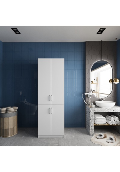 Venedik Çamaşır Ve Kurutma Makinesi Dolabı Banyo Dolabı Beyaz Beyaz