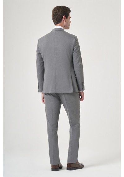 İmza Gri Kırlangıç Yaka 6 Drop Slim Fit Tam Astar Esnek Takım Elbise 1001260148