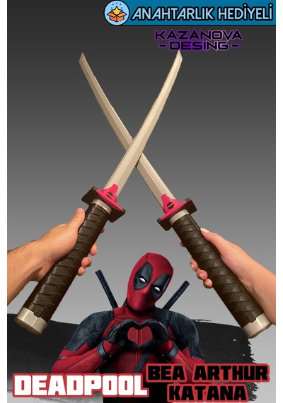 Kazanova Design Deadpool Bea & Arthur Katlanabilir Katana Figür 98 Cm Marvel Cosplay
