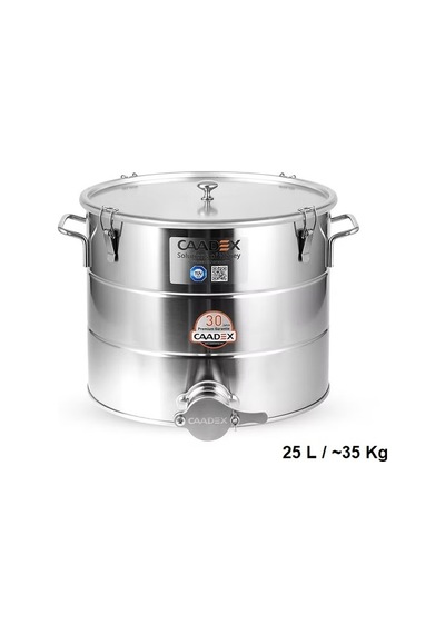 Caadex Bal Dinlendirme Kazanı, Paslanmaz Musluklu, Paslanmaz, 25 L / 35 Kg, Cx-camcs35