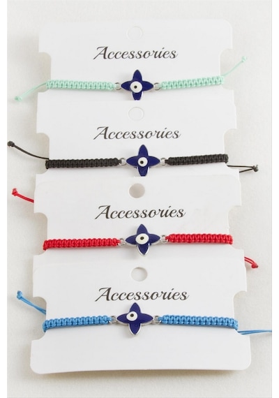 Hnrlıshp Çiçek Nazar Makrome Örgülü Bileklik - Mavi 62017774