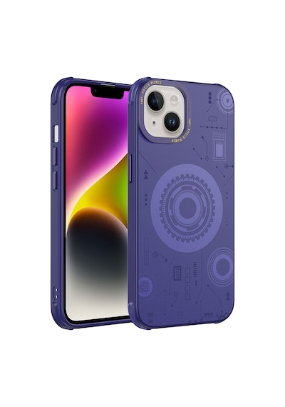 Apple Uyumlu iPhone 14 Plus Uyumlu Zore Wireless Şarj Özellikli Desenli Hot Kılıf-derin Mor Derin Mor -