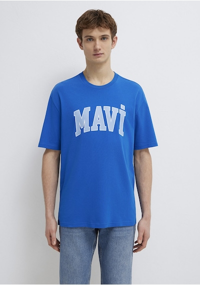 Mavi - Mavi Logo Baskılı Mavi Tişört 0611711-81330 Mavi